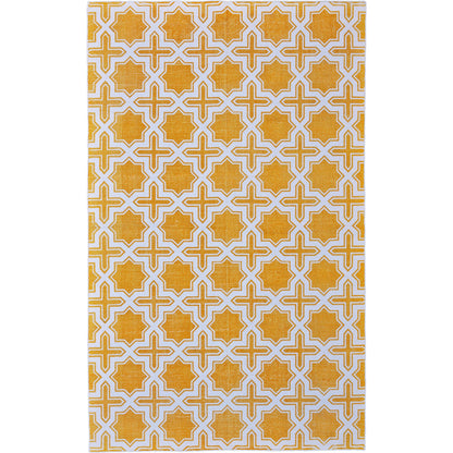 Granada Transitional Geometric Rug - I0516 by Feizy in yellow, white. Made from cotton in a unique style.