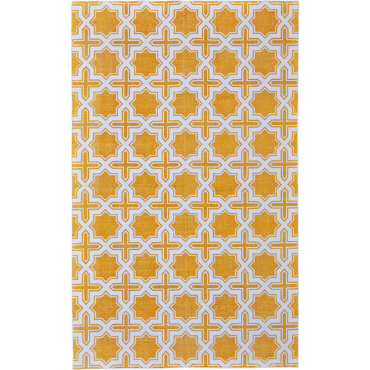 Granada Transitional Geometric Rug - I0516 by Feizy in yellow, white. Made from cotton in a unique style.