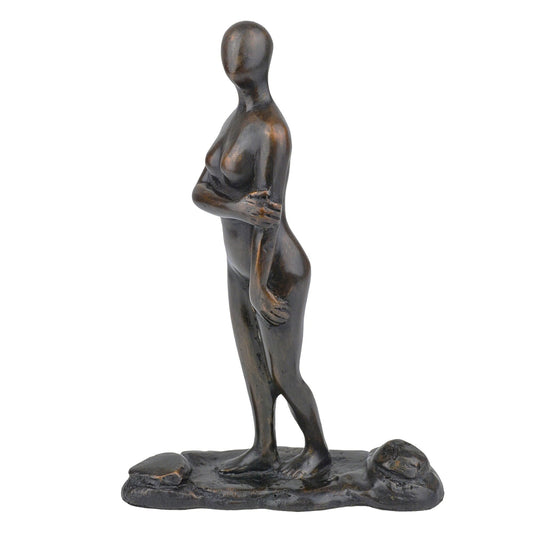 Lady Abigail Bronze Sculpture by Currey and Company in dark brown. Made from bronze in a modern style.