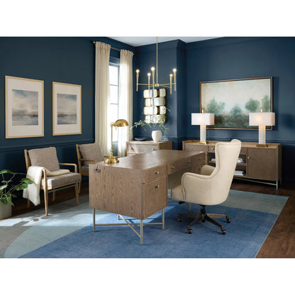 Lazzaro Executive Tilt Swivel Chair by Hooker Furniture in beige. Made from leather in a modern style.