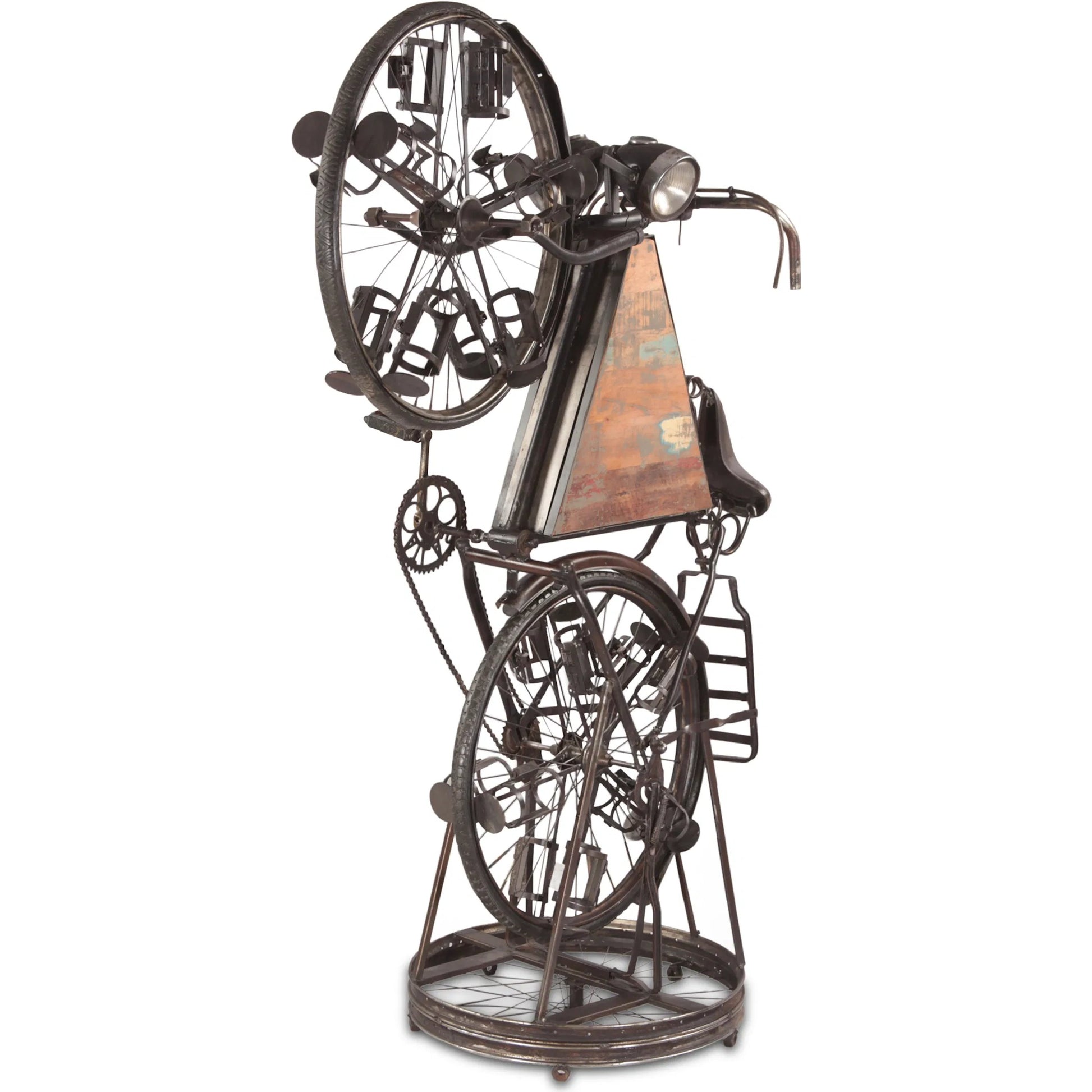 Rustic Revival Cycle Bar by World Interiors in brown and walnut. Made from reclaimed hardwood reclaimed iron in a cottage & farmhouse style.