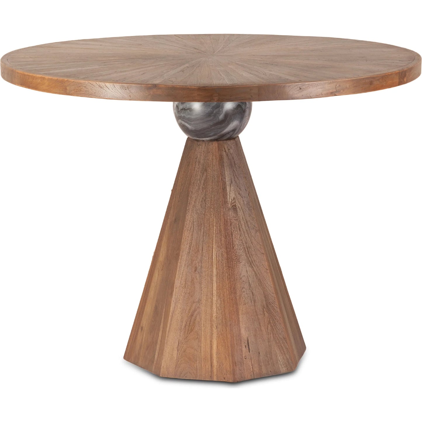 001 SI-2243052 | Primary Silo | Rustic Revival 48" Round Gathering Table by World Interiors in brown and antique finish. Made from marble teakwood in a transitional style.