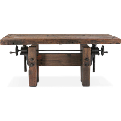 Rustic Revival 67" Adjustable Desk by World Interiors in brown and natural. Made from reclaimed hardwood reclaimed iron in a cottage & farmhouse style.