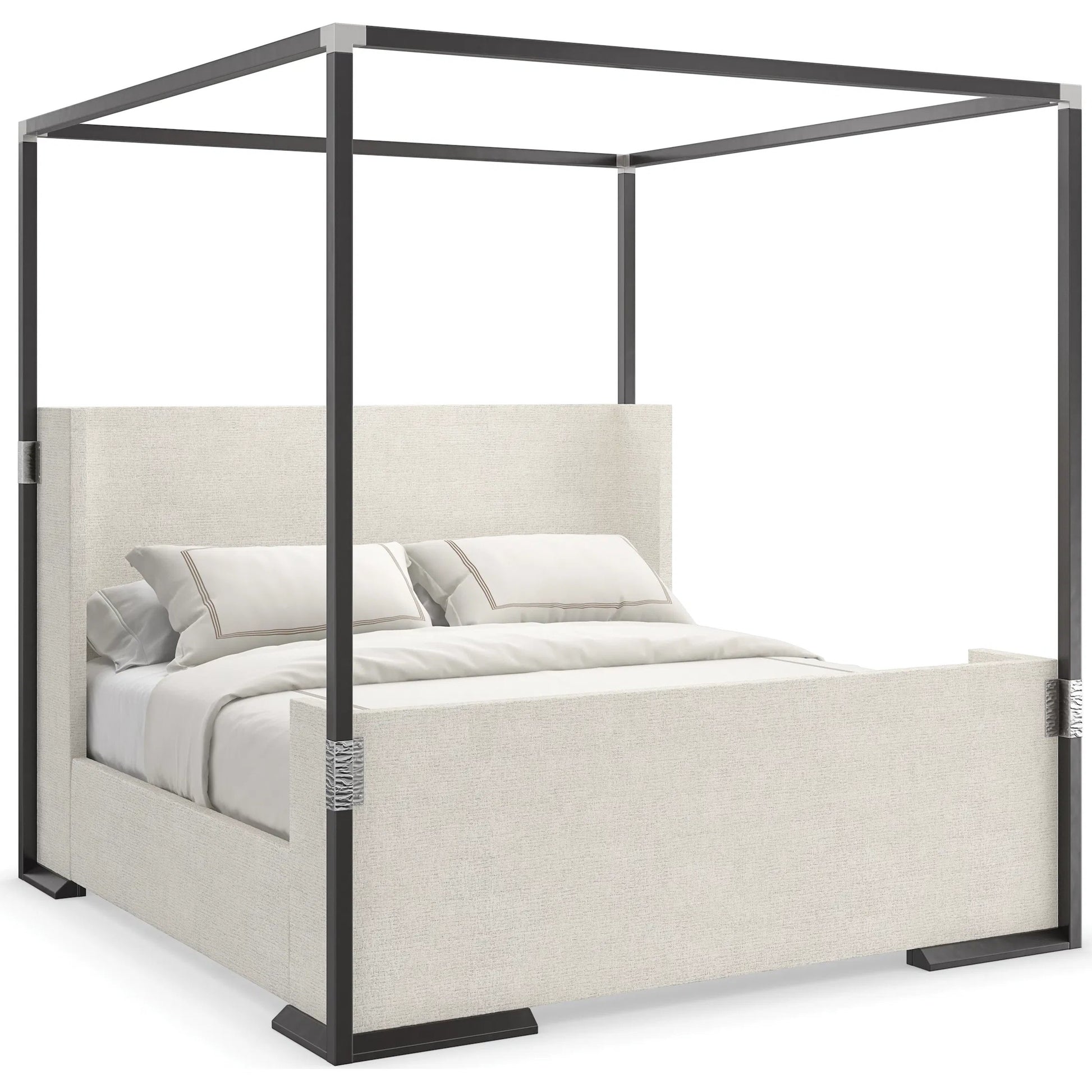 Shelter Me Canopy by Caracole in almost black, brushed stainless. Made from poplar in a unique style.