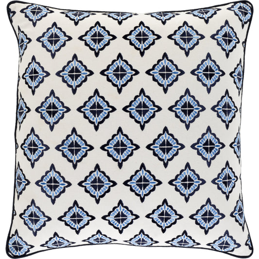 Fenna Pillow - 18949 by Surya in ivory, ink blue. Made from 100% cotton in a eclectic & global style.