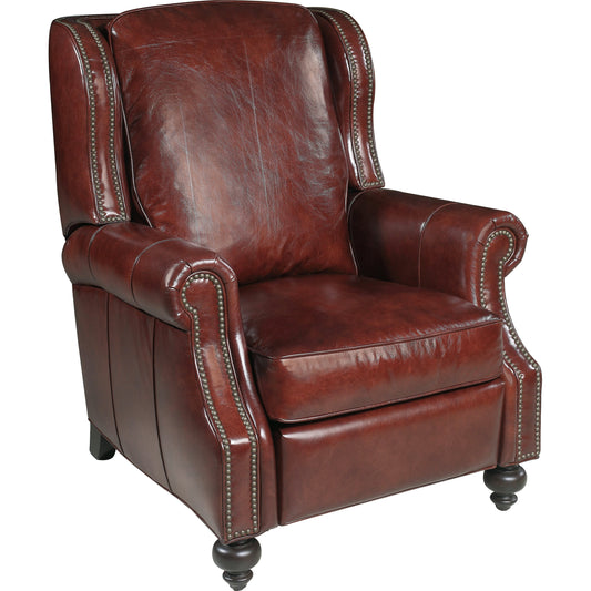 Drake Recliner by Hooker Furniture in balmoral cornwall. Made from leather in a unique style.
