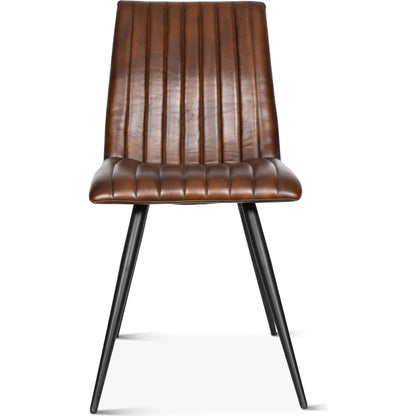 Brisben Vintage Modern Hand Washed Leather Dining Chair by World Interiors. Made from leather, iron in a modern style.