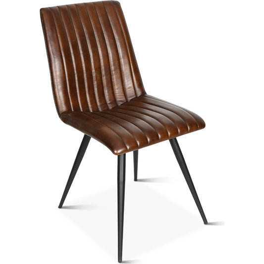 Brisben Vintage Modern Hand Washed Leather Dining Chair by World Interiors. Made from leather, iron in a modern style.