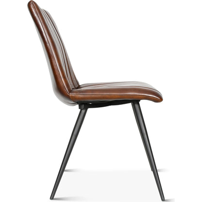 Brisben Vintage Modern Hand Washed Leather Dining Chair by World Interiors. Made from leather, iron in a modern style.