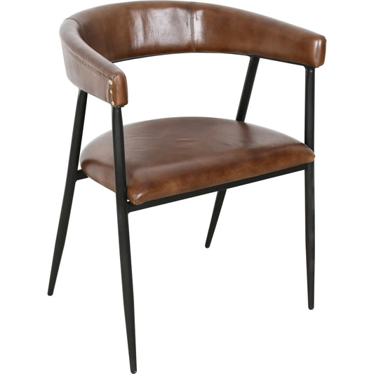 Brisbane Halstead Dining Chair (Set of 2) by World Interiors in brown. Made from leather, iron in a unique style.