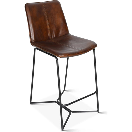 Brisben Counter Chair by World Interiors. Made from leather, iron in a transitional style.
