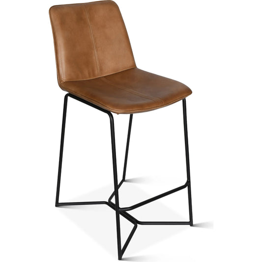 Brisben Counter Chair by World Interiors. Made from leather, iron in a transitional style.