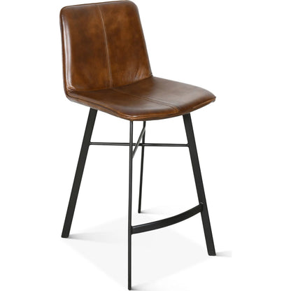 Brisbane Murphy Counter Chair by World Interiors in brown. Made from leather, iron in a traditional style.