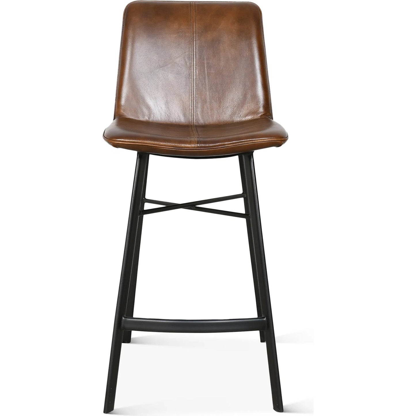004 SI-2445197 | Additional Silo | Brisbane Murphy Counter Chair by World Interiors in brown. Made from leather, iron in a traditional style.