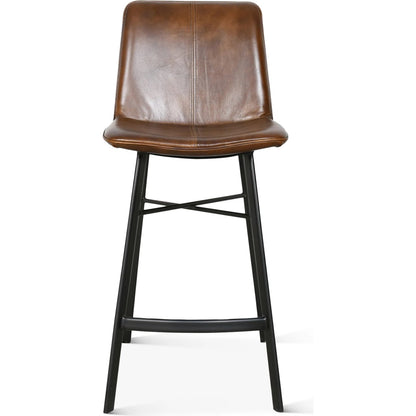 Brisbane Murphy Counter Chair by World Interiors in brown. Made from leather, iron in a traditional style.