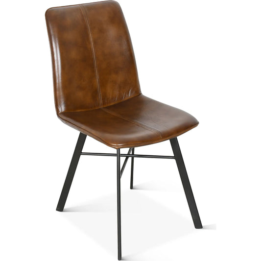 Brisbane Murphy Dining Chair (Set of 2) by World Interiors in brown. Made from leather, iron in a unique style.