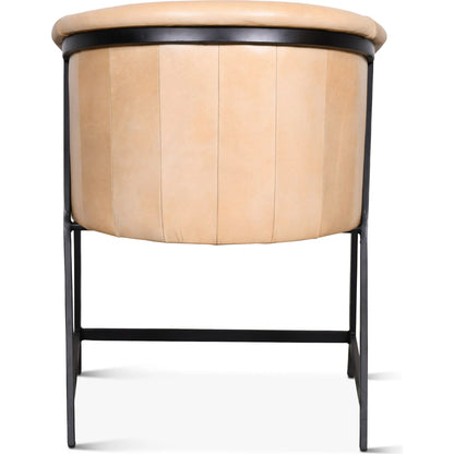 Brisbane Armchair by World Interiors in browns and whiskey. Made from reclaimed iron top, top grain leather in a traditional style.