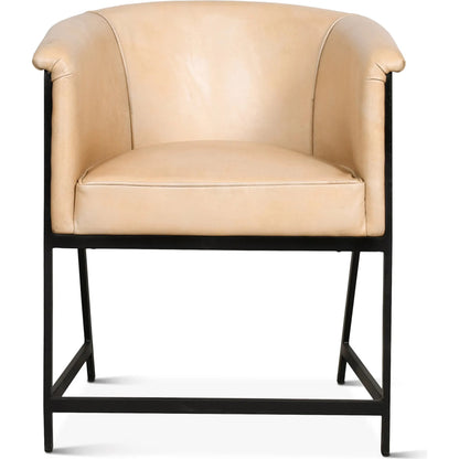 Brisbane Armchair by World Interiors in browns and whiskey. Made from reclaimed iron top, top grain leather in a traditional style.