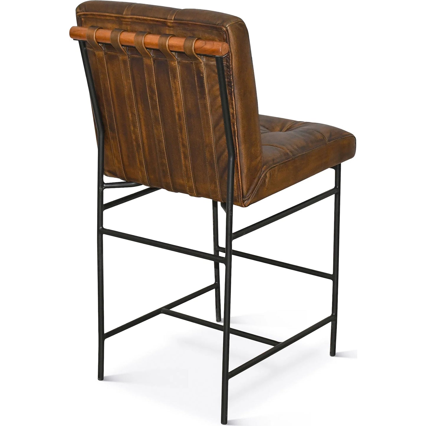 002 SI-2242784 | Additional Silo | Brisbane Stockton Counter Chair by World Interiors in brown and hand washed. Made from leather, iron in a traditional style.