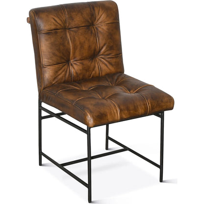 Brisbane Stockton Dining Chair by World Interiors in brown. Made from leather, iron in a traditional style.