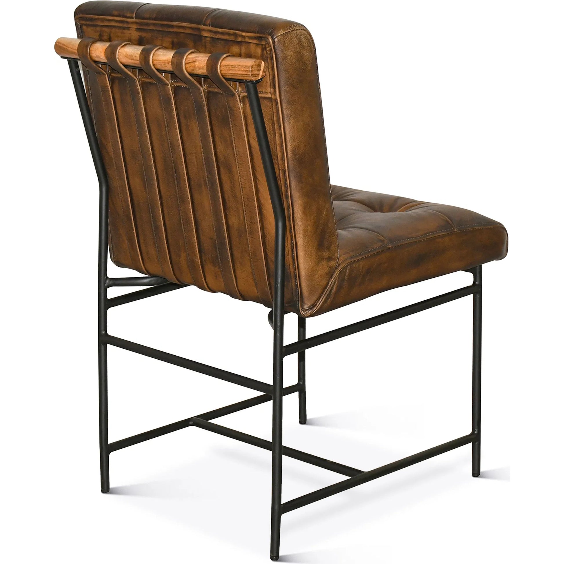 Brisbane Stockton Dining Chair by World Interiors in brown. Made from leather, iron in a traditional style.