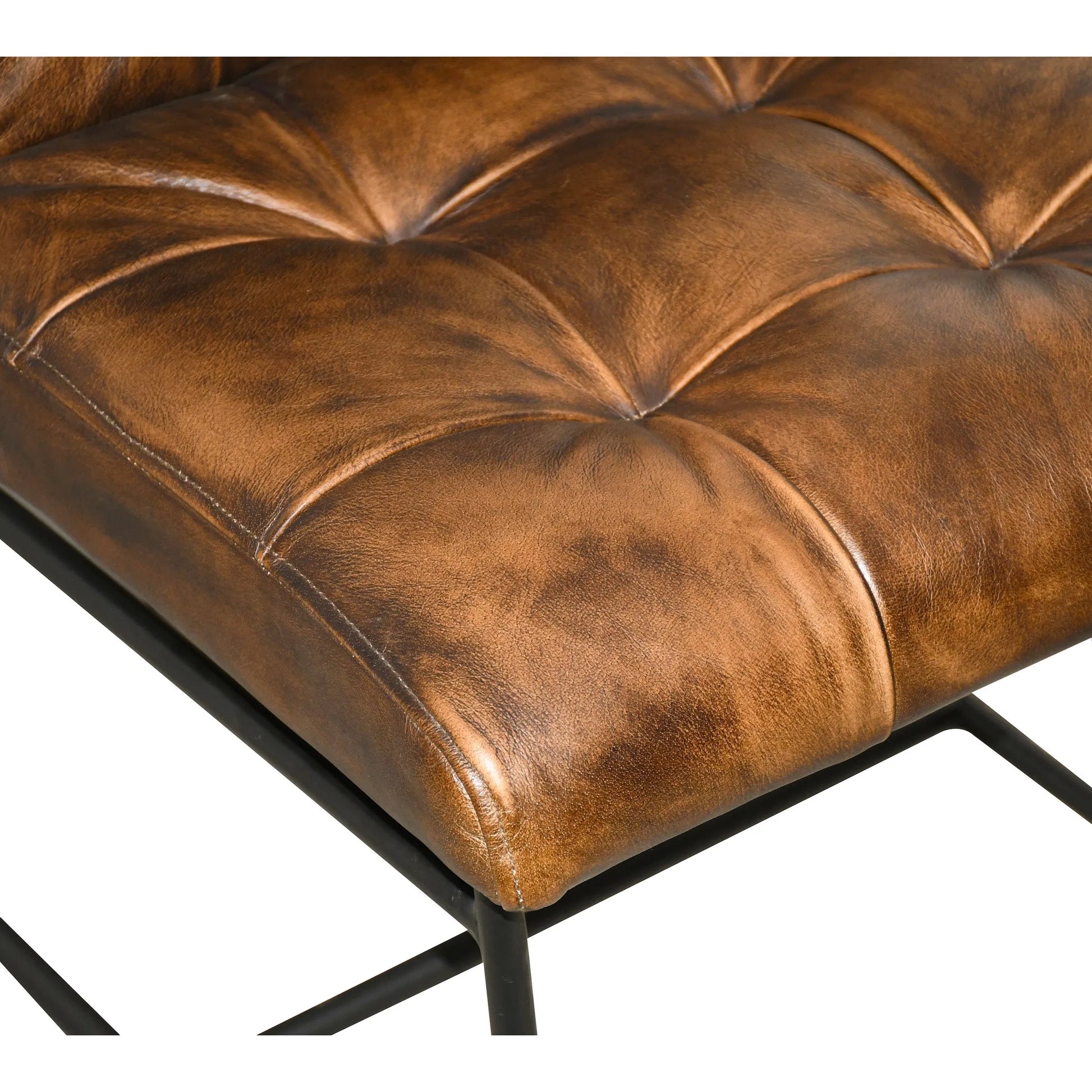 Brisbane Stockton Dining Chair by World Interiors in brown. Made from leather, iron in a traditional style.