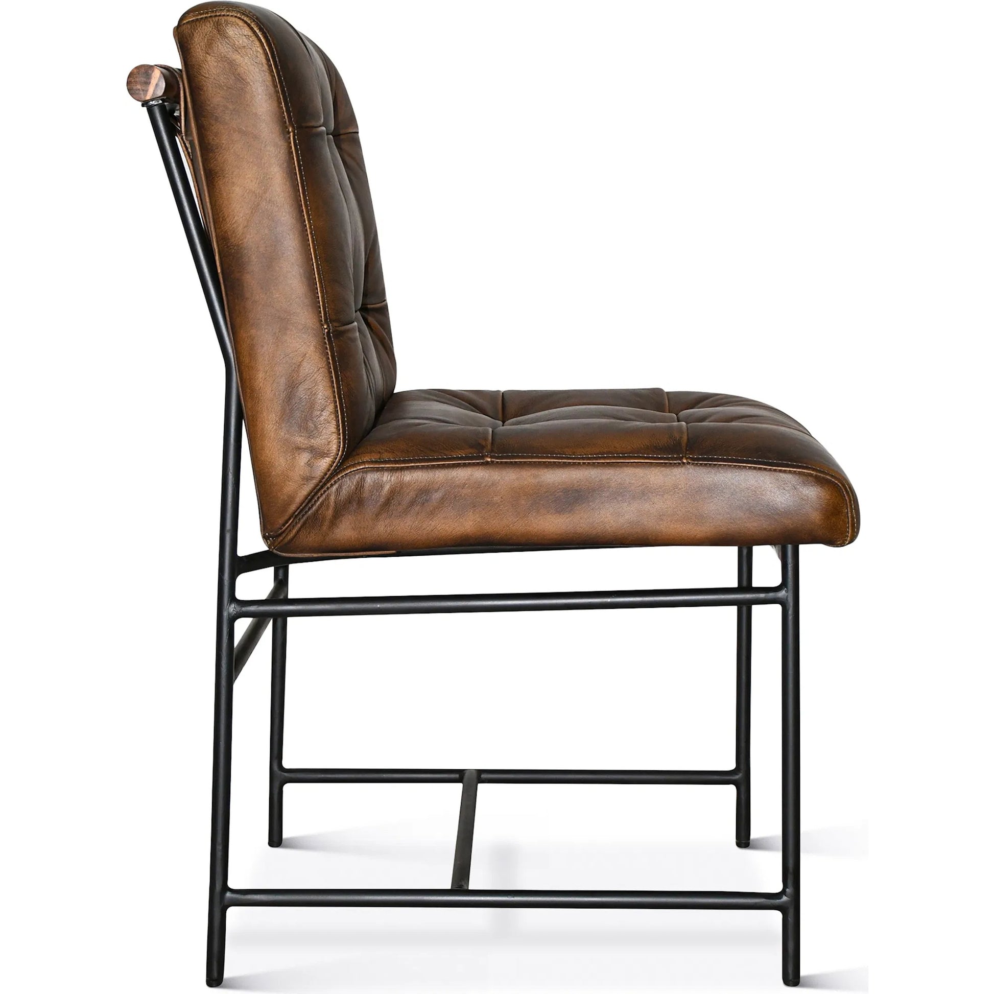 Brisbane Stockton Dining Chair by World Interiors in brown. Made from leather, iron in a traditional style.
