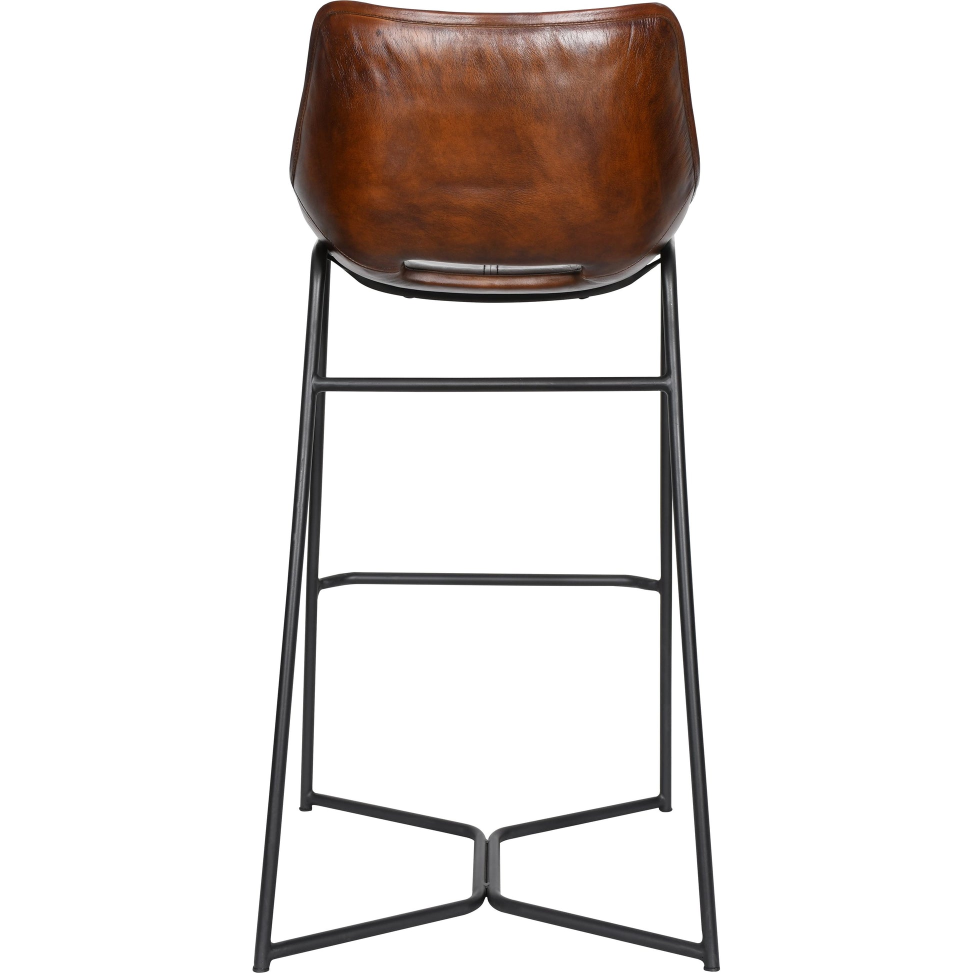 Brisben Open Back Barstool by World Interiors in antique chestnut. Made from leather, iron in a transitional style.