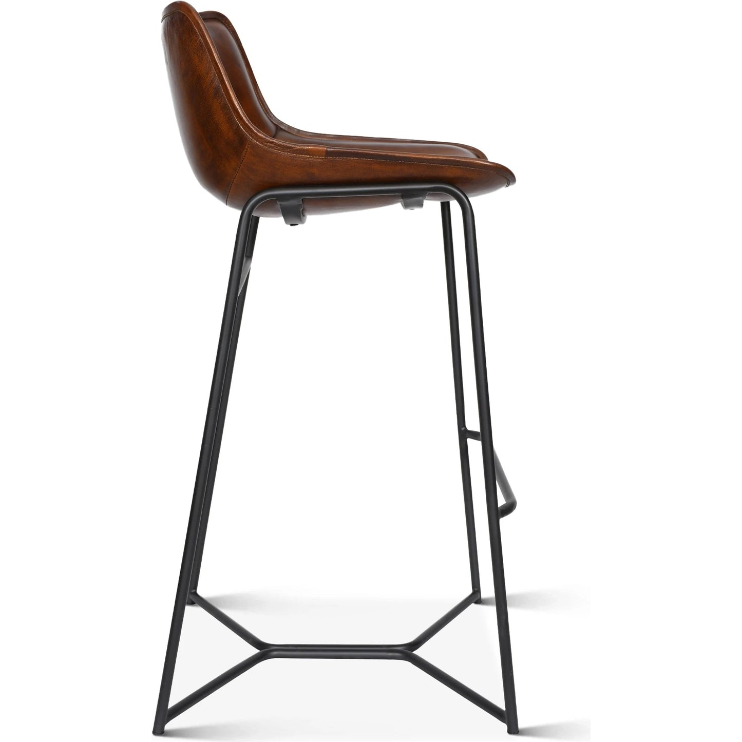 004 SI-2065527 | Additional Silo | Brisben Open Back Barstool by World Interiors in antique chestnut. Made from leather, iron in a transitional style.