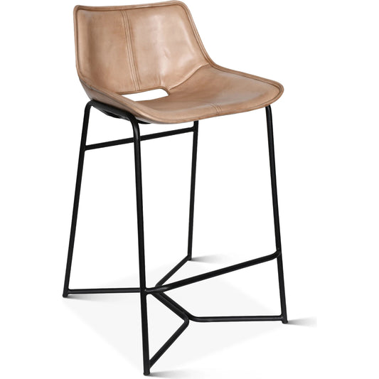 Brisben Open Back Counter Chair by World Interiors in antique ivory. Made from leather, iron in a modern style.