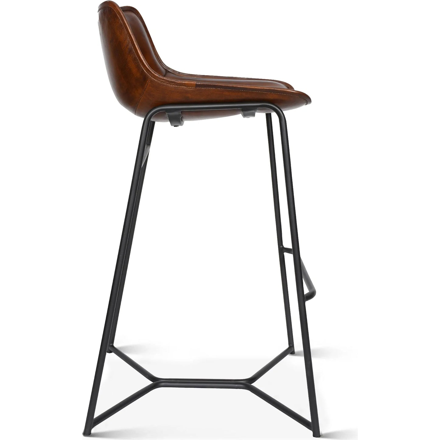 004 SI-2242779 | Additional Silo | Brisbane Counter Chair by World Interiors in brown and hand washed. Made from reclaimed iron top, top grain leather in a traditional style.