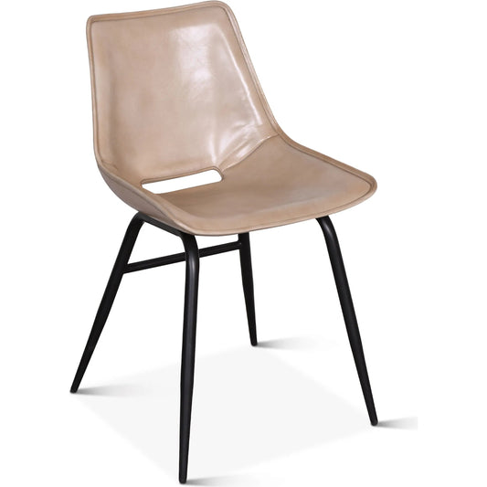 Brisbane Stanley Leather Dining Chair (Set of 2) by World Interiors in dusty tan. Made from reclaimed iron top-grain leather in a unique style.