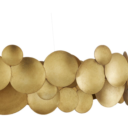 Lavengro Chandelier by Currey and Company in contemporary gold leaf, white. Made from wrought iron, acrylic in a modern style.