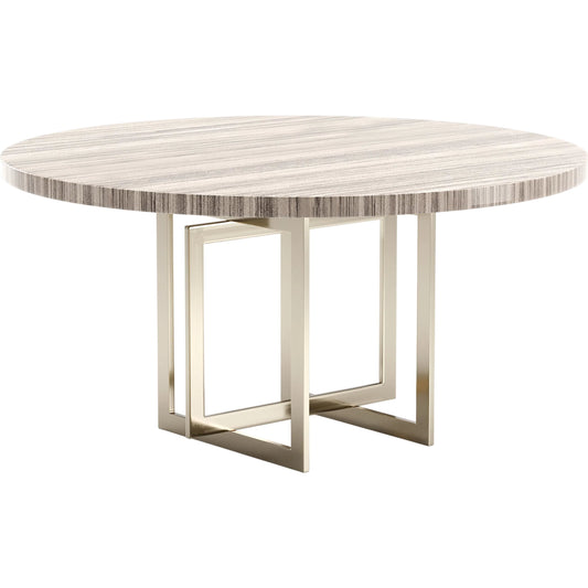 Wish You Were Here 60" Round Dining Table by Caracole in gold and whisper of gold. Made from stone in a modern style.