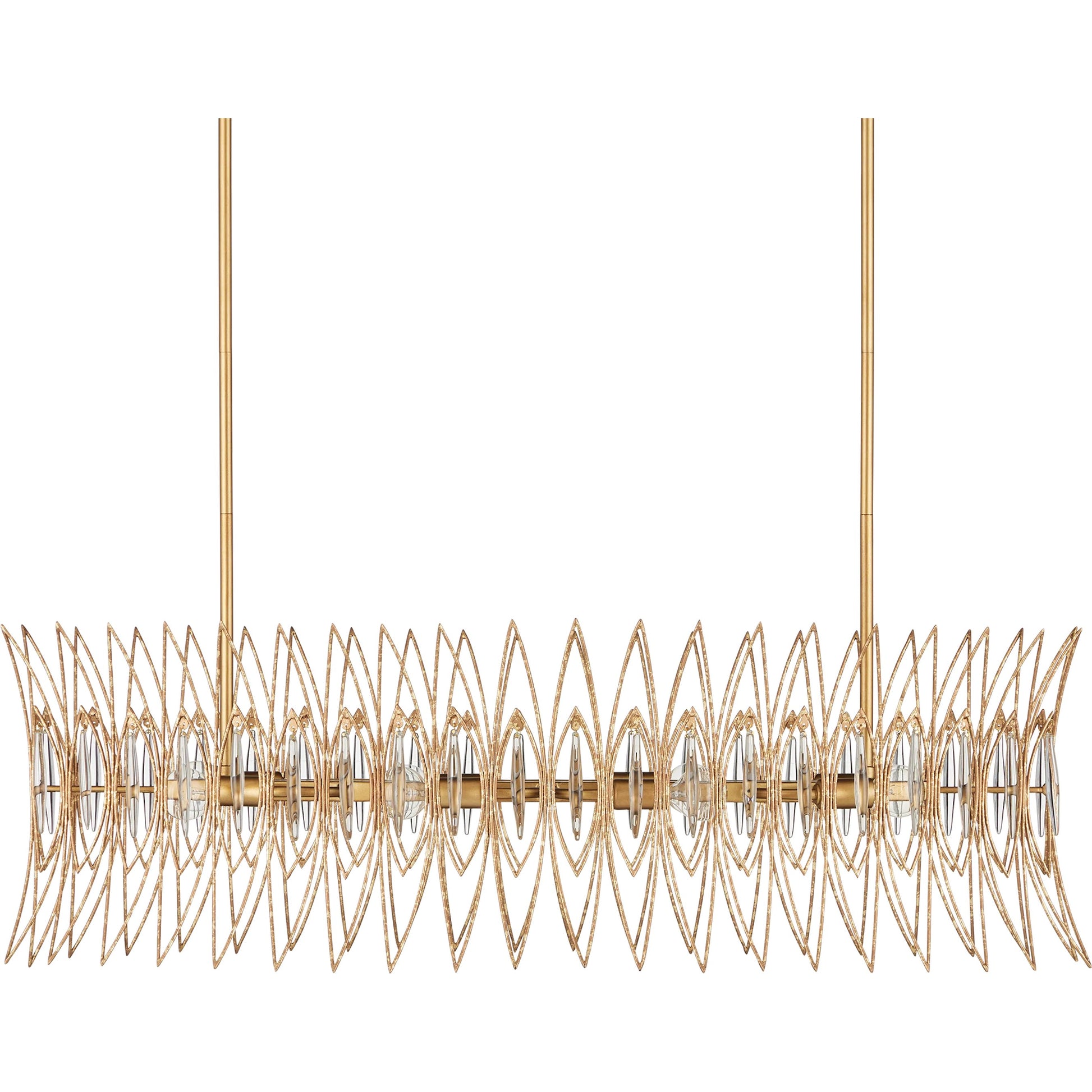 Marquise Oval Chandelier by Currey and Company in clear, luxor gold. Made from glass, wrought iron in a unique style.