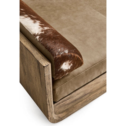 Stone Ridge Leather & Hide Daybed by Jonathan Charles in tully light acacia. Made from acacia veneer in a cottage & farmhouse style.