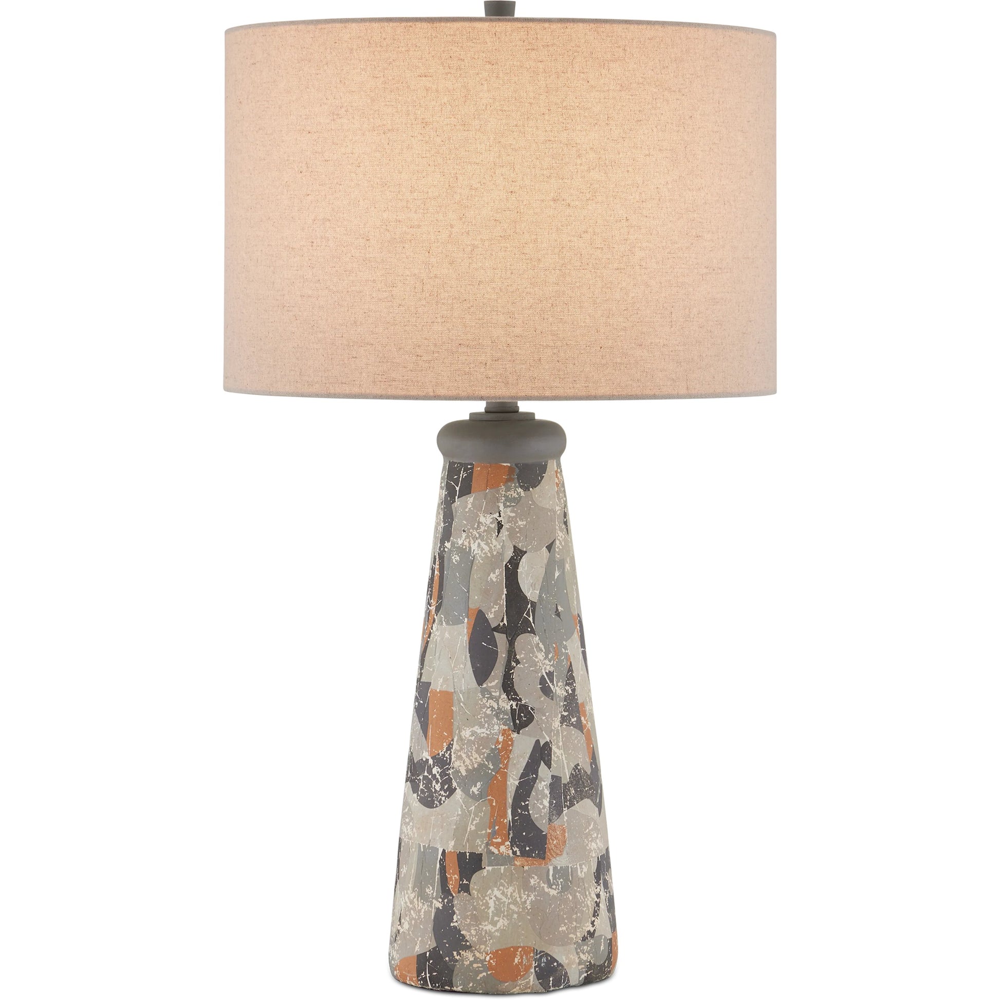 Oldwalls Table Lamp by Currey and Company in charcoal gray, matte black, brown. Made from concrete in a modern style.