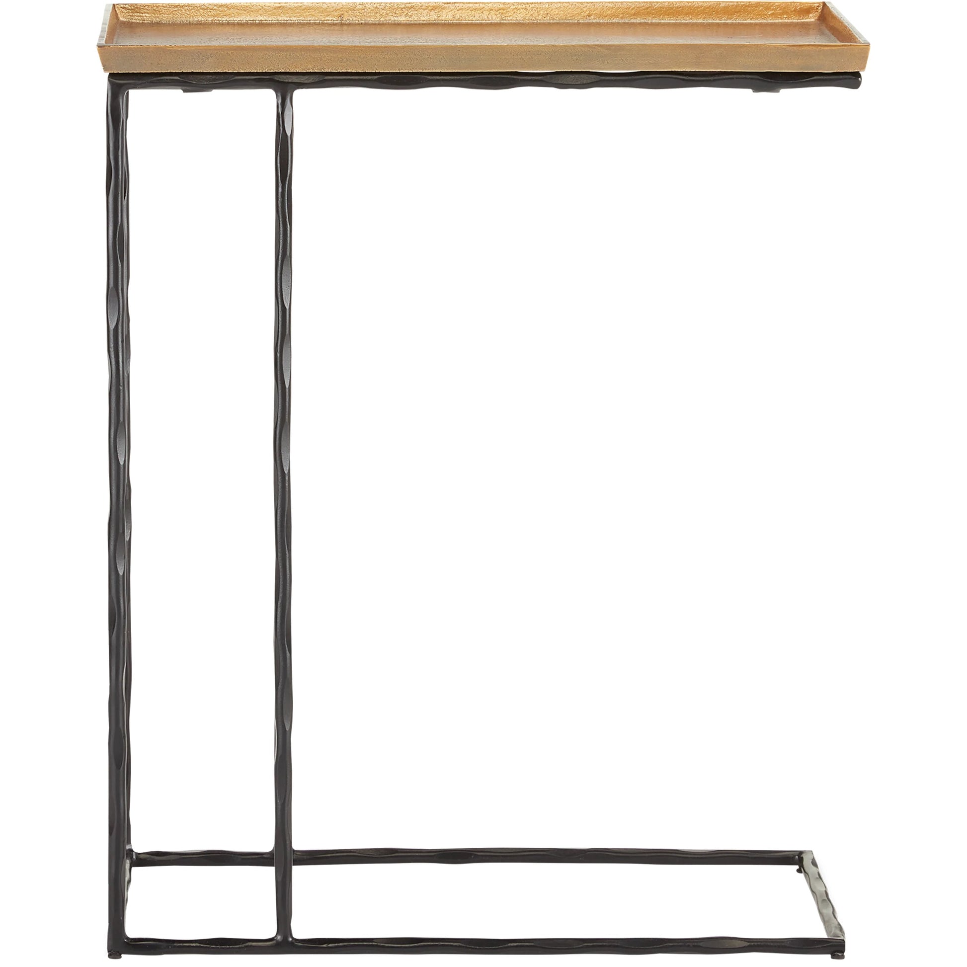Boyles C Table by Currey and Company in antique brass, black. Made from cast aluminum, wrought iron in a transitional style.