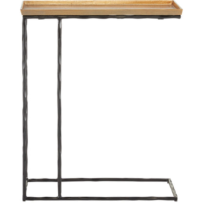 Boyles C Table by Currey and Company in antique brass, black. Made from cast aluminum, wrought iron in a transitional style.