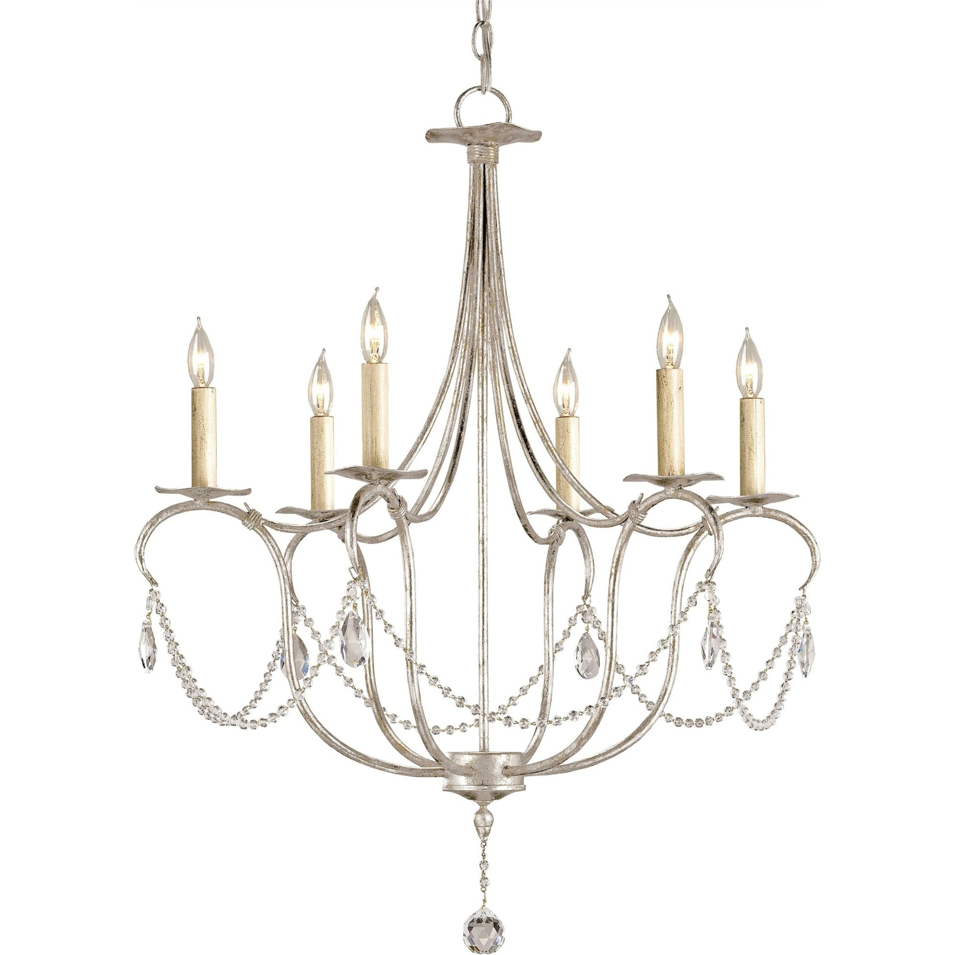 Crystal Light Chandelier by Currey and Company. Made from wrought iron, crystal in a traditional style.