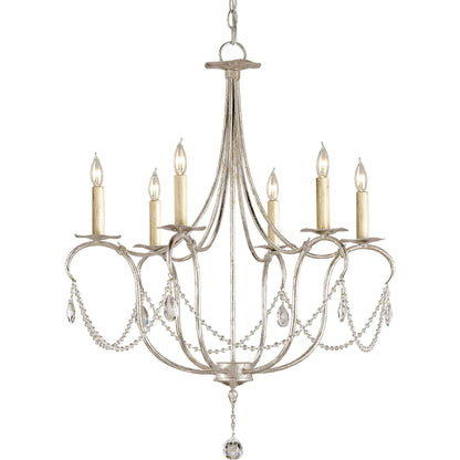 Crystal Light Chandelier by Currey and Company. Made from wrought iron, crystal in a traditional style.