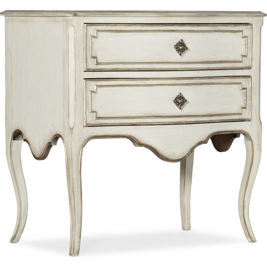 Coco En Blanc Nightstand by Hooker Furniture in blanc. Made from oak veneers with cedar in a modern style.