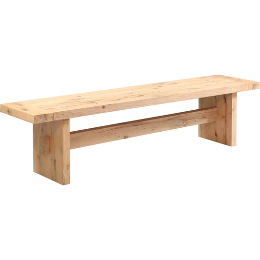 Alpine 74" Bench by World Interiors in tan and natural. Made from oak wood in a unique style.