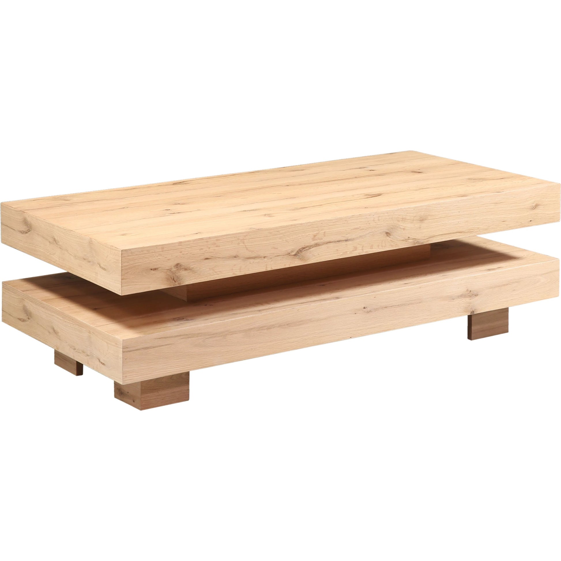 Alpine 55" Coffee Table by World Interiors in tan and natural. Made from oak wood in a transitional style.