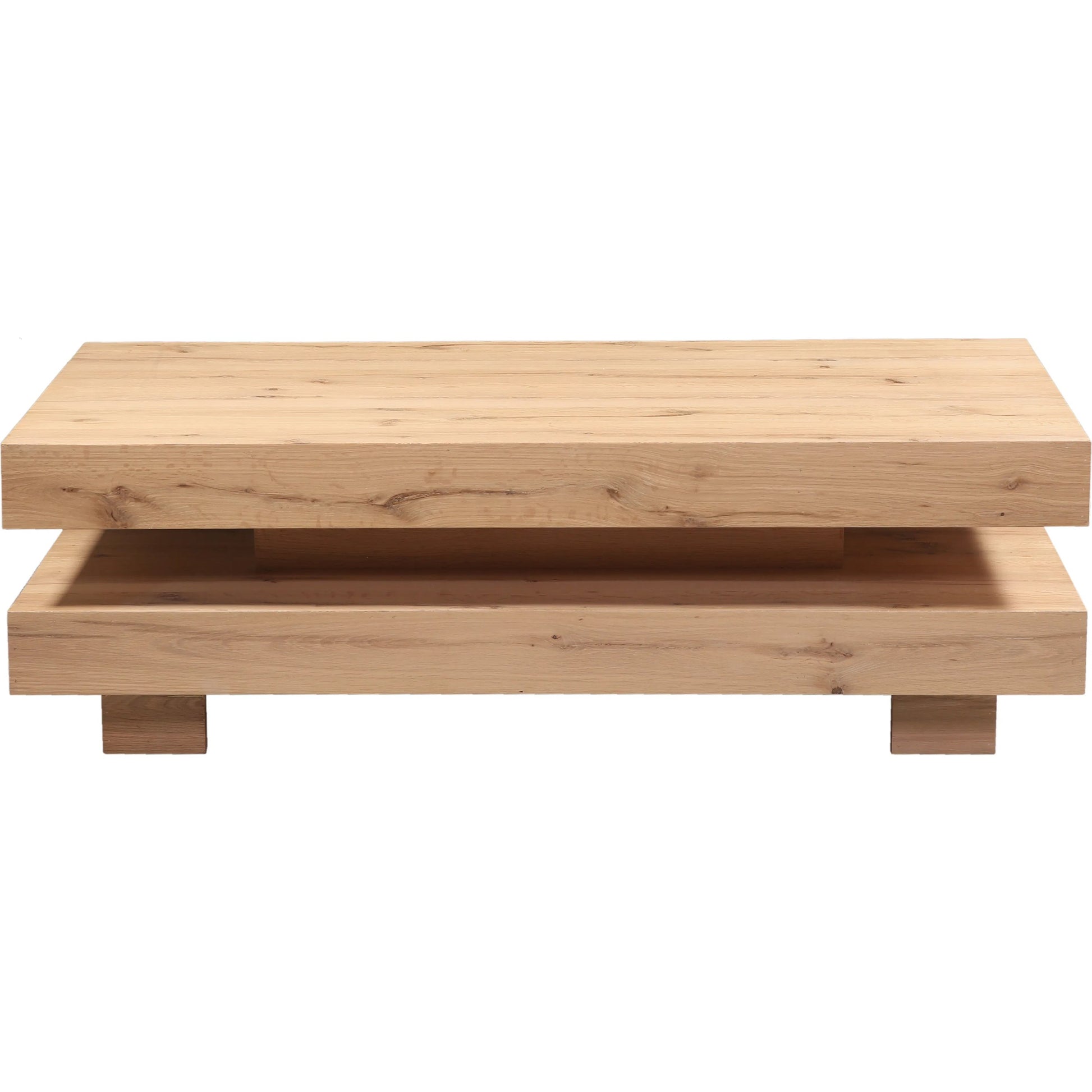 Alpine 55" Coffee Table by World Interiors in tan and natural. Made from oak wood in a transitional style.