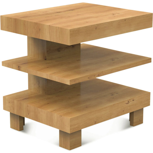 Alpine 24" Side Table by World Interiors in tan and natural. Made from oak wood in a unique style.