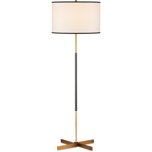 Willoughby Floor Lamp by Currey and Company in brass, oil rubbed bronze. Made from metal in a modern style.