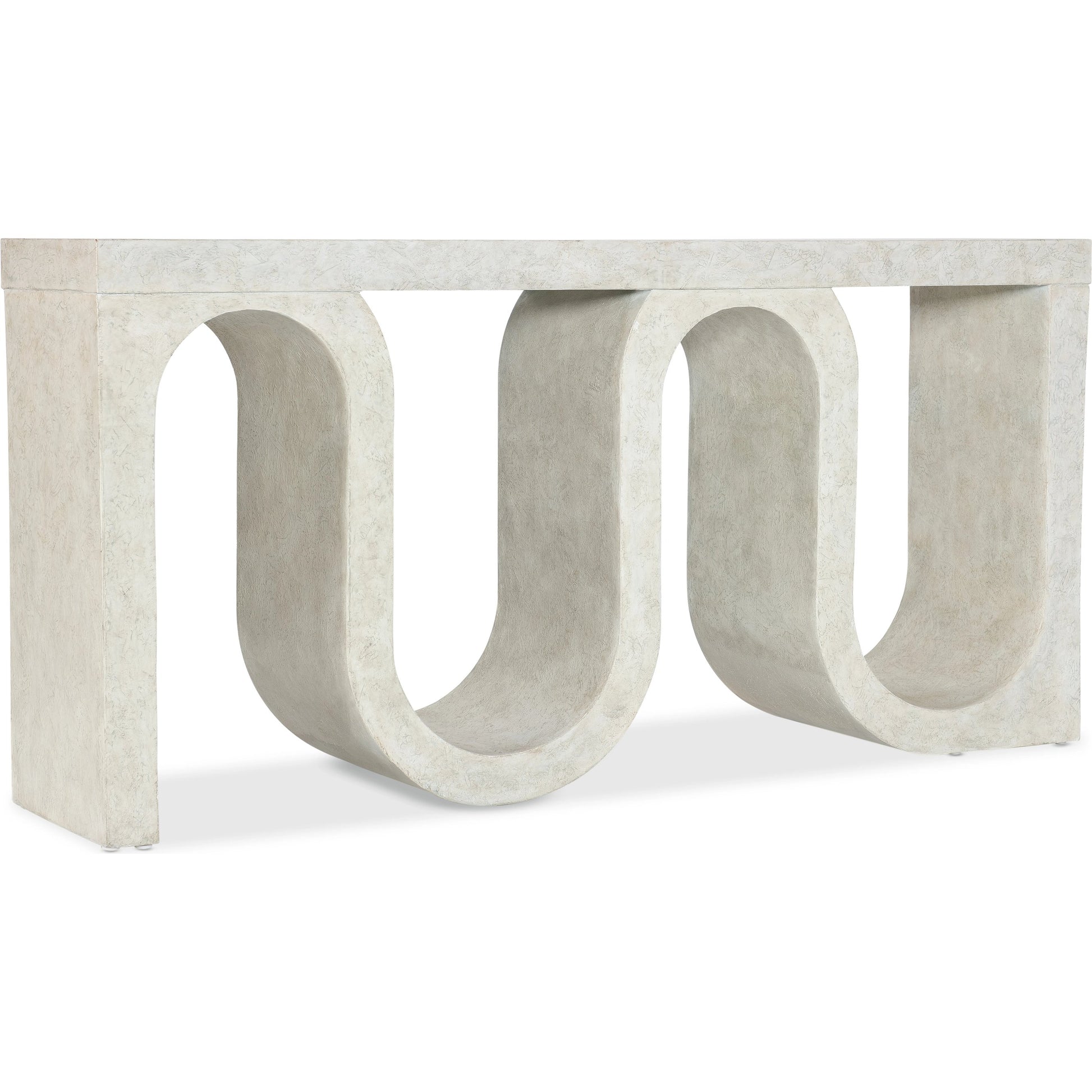 Melange Snaked Console Table by Hooker Furniture in cream textured. Made from maple veneers, resin in a modern style.