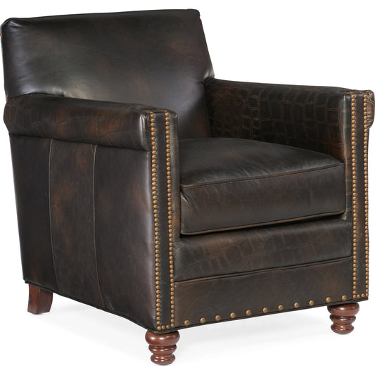 Potter Club Chair by Hooker Furniture. Made from leather in a unique style.