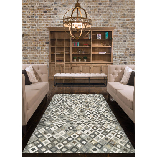 Estelle Transitional Animal Print Rug - L9173 by Feizy in white, black, gray. Made from leather in a unique style.
